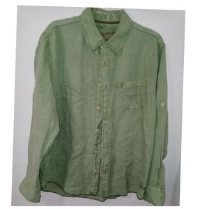 Oversized 100% Linen Lime Green Margaritaville Button down shirt Size Medium●